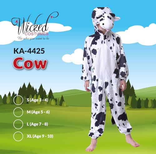 Wicked Costumes Kids Animal Cow Fancy Dress Costume - Medium (5-6 Years)