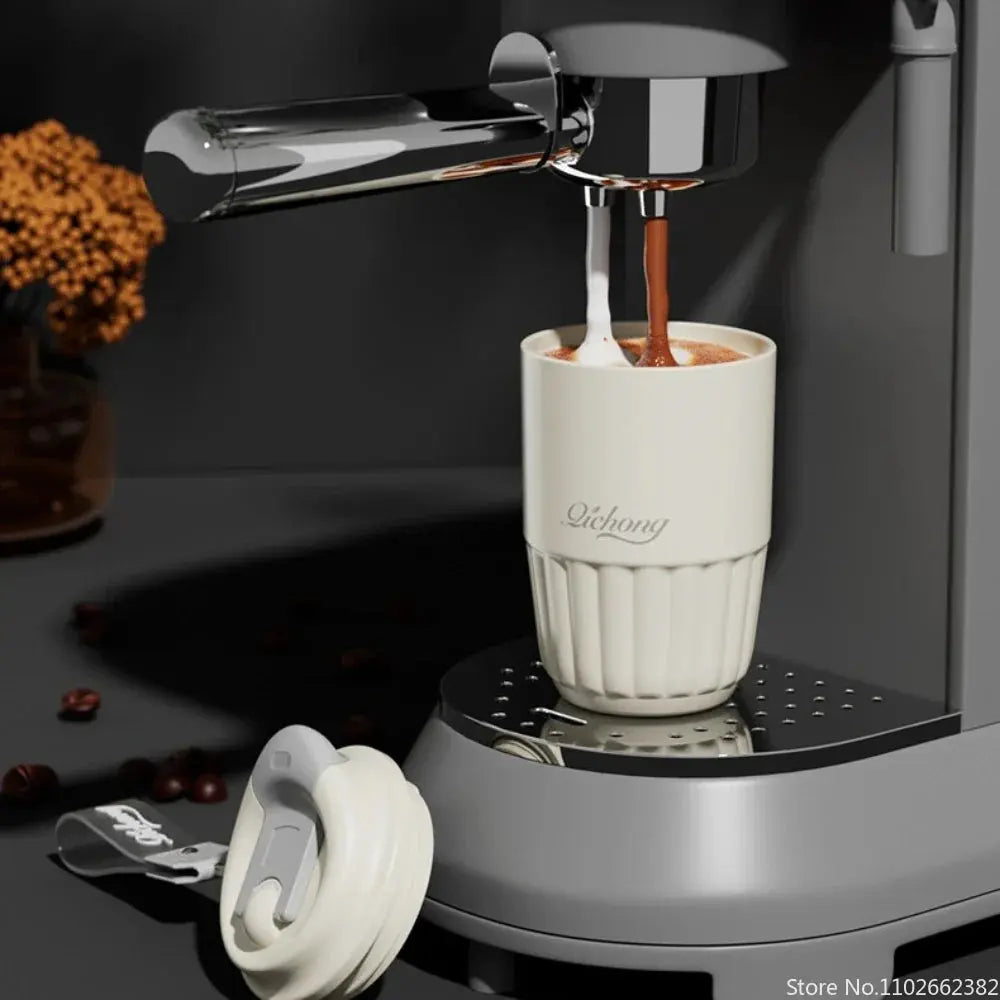 410ml Ceramic Lined Thermos Coffee Cup – Double Wall Stainless Steel Vacuum Insulated Thermal Mug Tumbler Gift