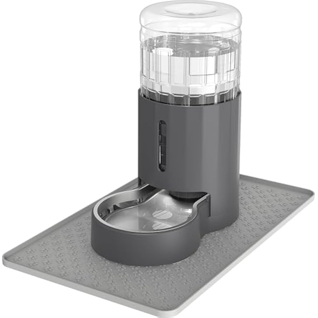 JUNSPOW Cat Water Dispenser with Placemat and Stainless Steel Bowl, Automatic Gravity Water Dispenser for Cats or Small Medium Size Dogs, Large Capacity, Easy to Clean and Safe for Pets (4L)