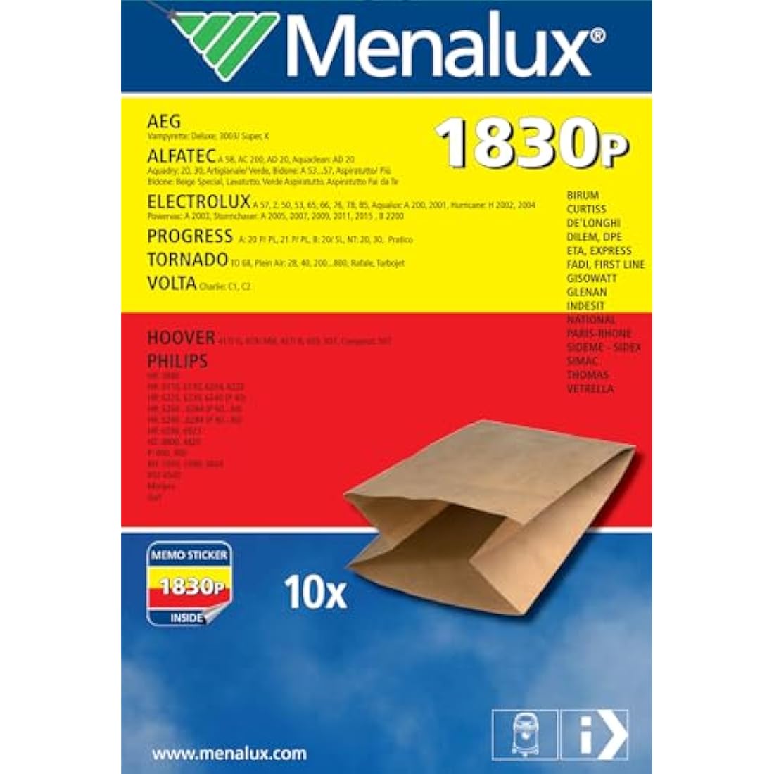 Menalux 1830 P, 10 Stamens, Paper, Suitable for Philips/Progress/Thomas