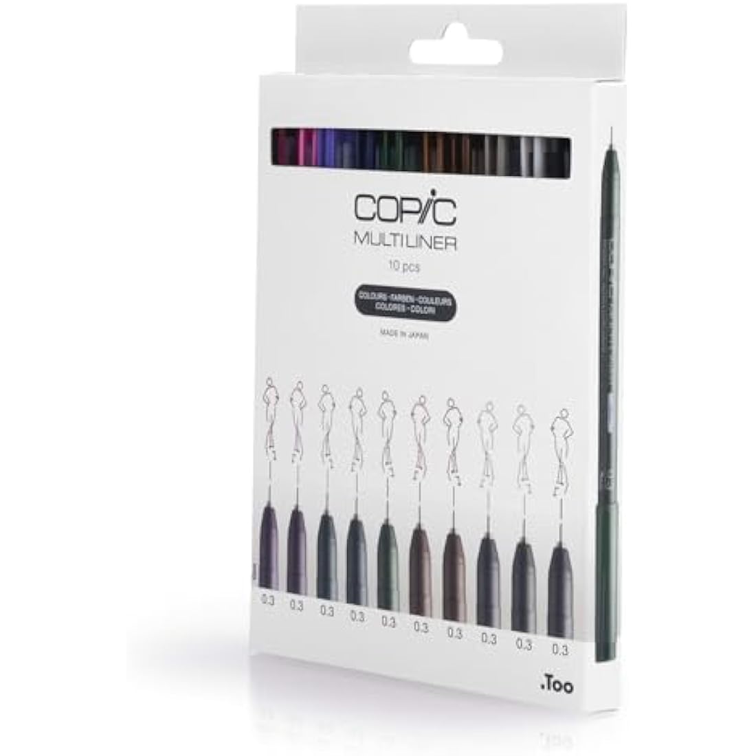 COPIC Multiliner, Multicoloured, Set Of 10, Fine, For Art & Crafts, Colouring, Graphics, Highlighter, Design, Anime, Professional & Beginners, Art Supplies & Colouring Books