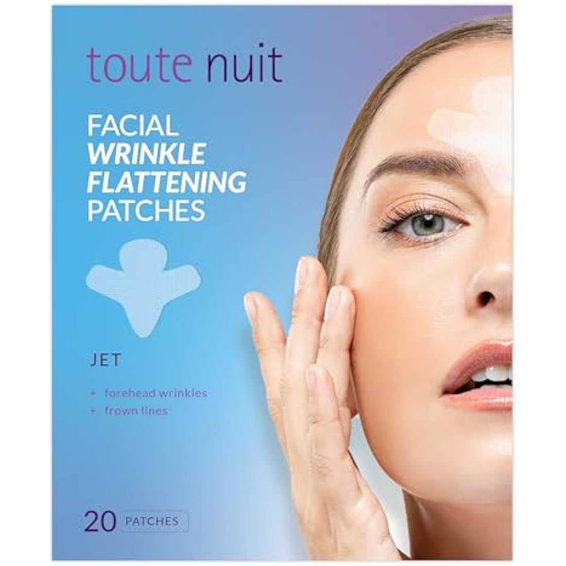 Toute Nuit Facial Wrinkle Flattening Patches - JET Extra Large UNISEX Frown Lines Plus (Anti-Wrinkle Patches/Face Tape)