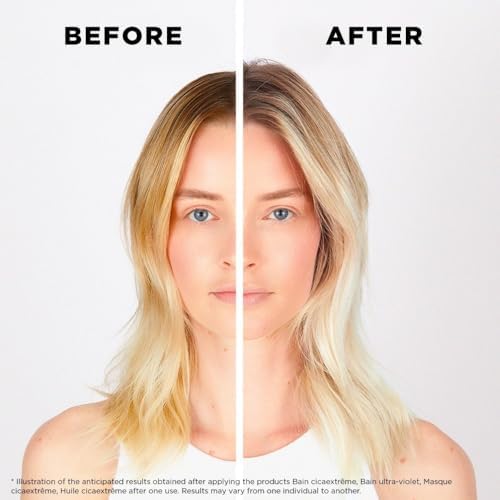 Kérastase Blond Absolu, Anti-Brass Purple Hair Mask, For Lightened & Highlighted Cool Blonde Hair, With Hyaluronic Acid & Edelweiss Flower, Masque Ultra Violet, 200ml