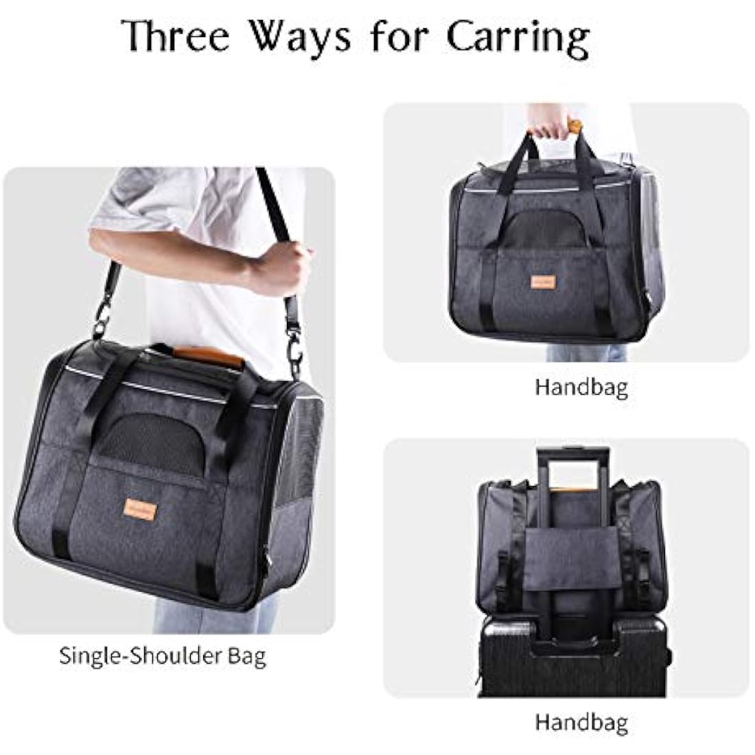 Morpilot Cat Carrier, Portable Pet Carrier Bag for Cats and Small Dogs, Foldable Soft Sided Cat Transport Carrier, Airline Approved Pet Travel Carrier with Shoulder Strap, Removable Mat and Pet Bowl