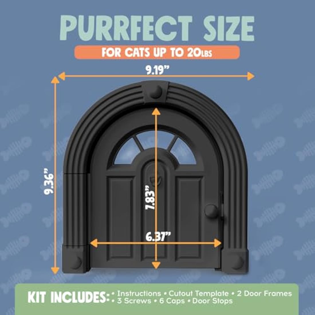 Cat Door for Interior Door - No-Flap Design for Cats Up to 20 lbs, Easy DIY Setup, Secured Installation in Minutes, No Training Needed