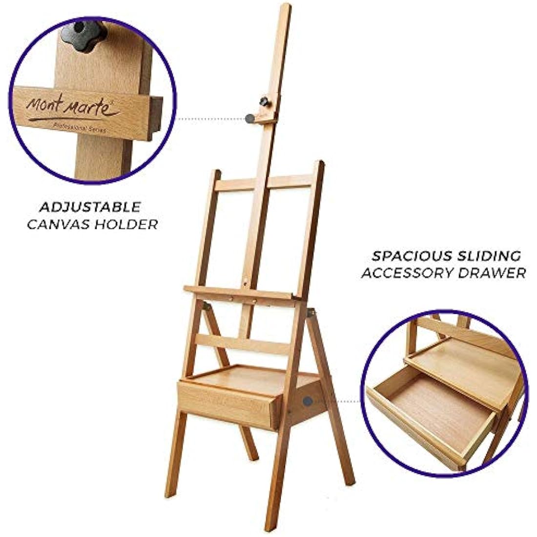 Mont Marte Signature Box Floor Easel, Beech Wood (Holds Canvases up to 35in in Height)