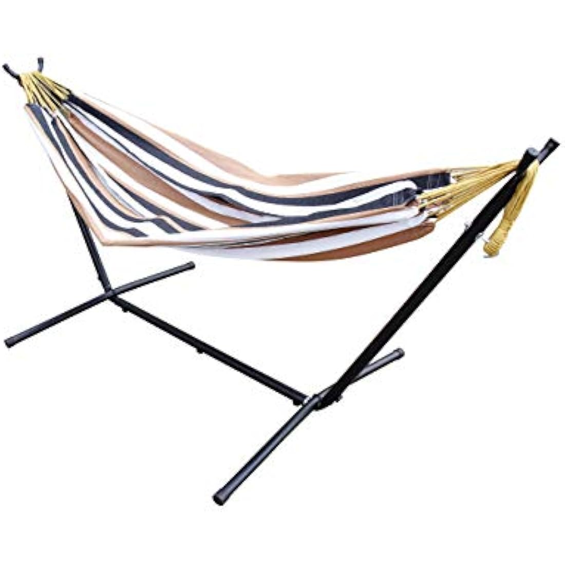 Ross James Garden Furniture, 100% Double Cotton Hammock with heavy Duty Metal Stand with over 200kg Weight Capacity (2020 Model) (Duck Egg and Blue Stripe)