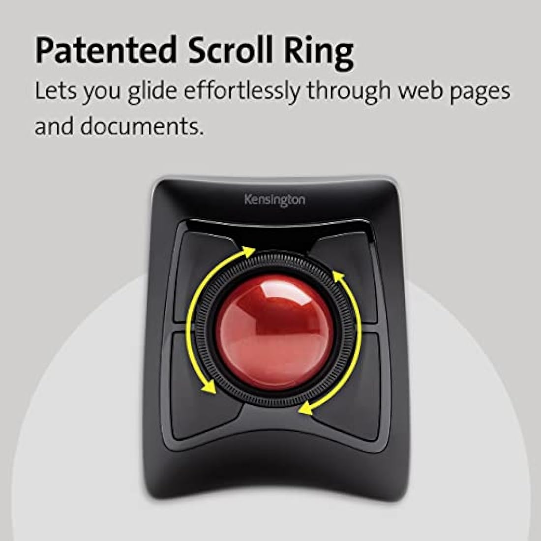 Kensington Expert Mouse - Wireless Ergonomic TrackBall Mouse for PC, Mac and Windows with Ambidextrous Design, Optical Tracking, Scroll Ring & 55 mm Ball – Red (K72359WW)