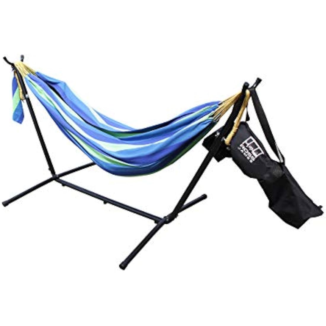 Ross James Garden Furniture, 100% Double Cotton Hammock with heavy Duty Metal Stand with over 200kg Weight Capacity (2020 Model) (Ultra Marine)