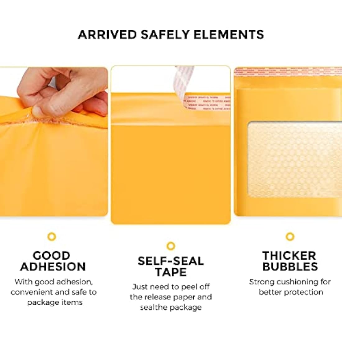 Switory Padded Envelopes Small 50pc 4X7 in(10.2x17.8cm) Yellow Bubble Mailers Self-Seal for Kraft Packaging Bags Gold Small Bubble Envelopes