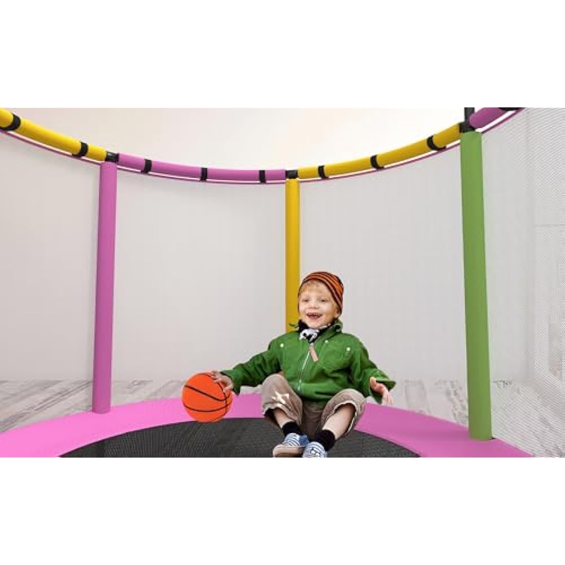 CZCPARY Kids Trampoline，Trampoline for Children，with Basketball Hoop, Swing, Pull Ring, Suitable for Indoor and Outdoor Use，Suitable for Children, Birthday Gifts