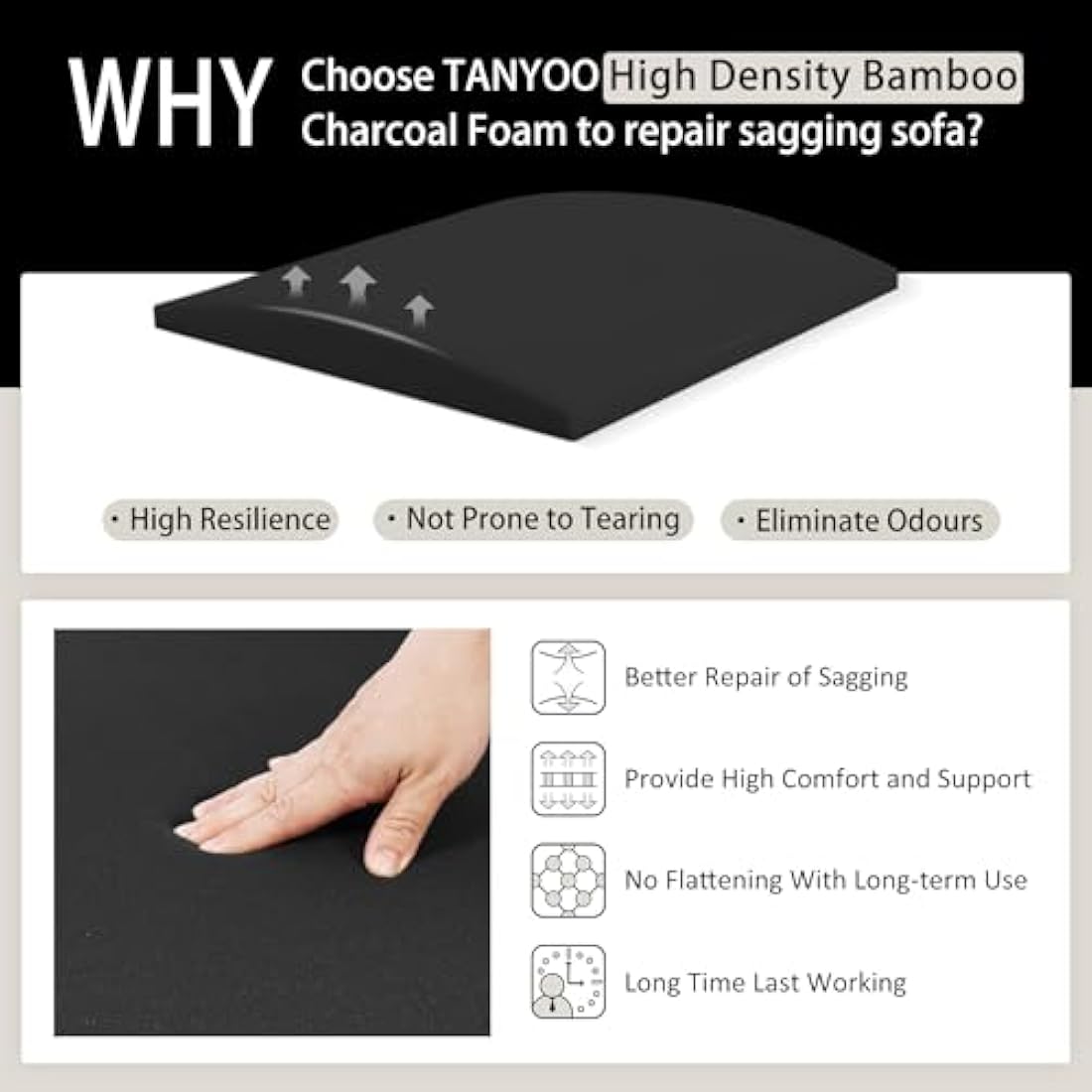 TANYOO Sofa Cushion Support for Sagging Seat Curve Furniture Seat Under Cushion Sag Repair -2Pack