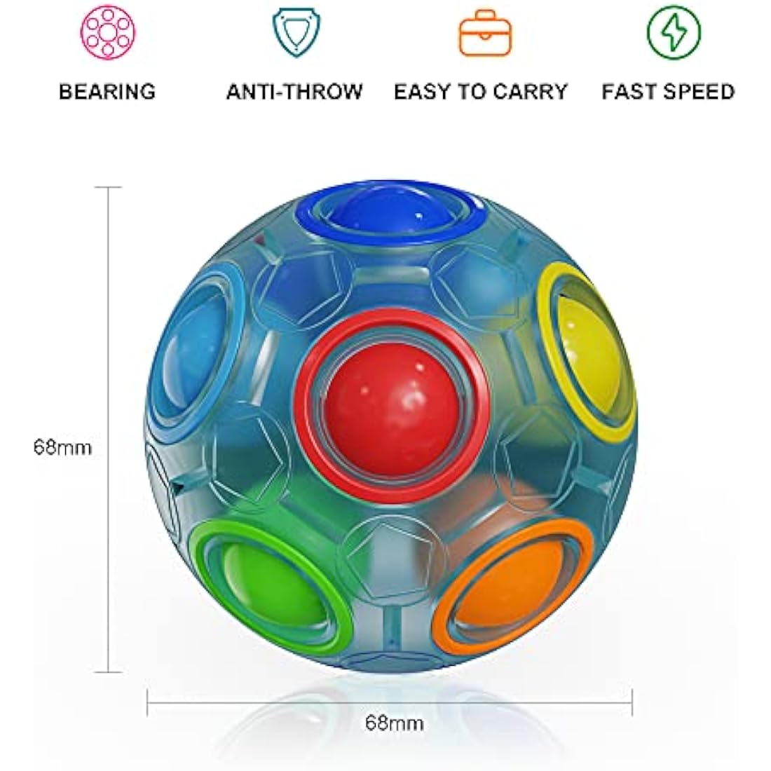ROXENDA Magic Rainbow Ball with 12 Holes, Puzzle Ball Skill Game - Brain Teaser & Fidget Ball for Kids from 6 Years - 2 Pack (Blue&Purple)