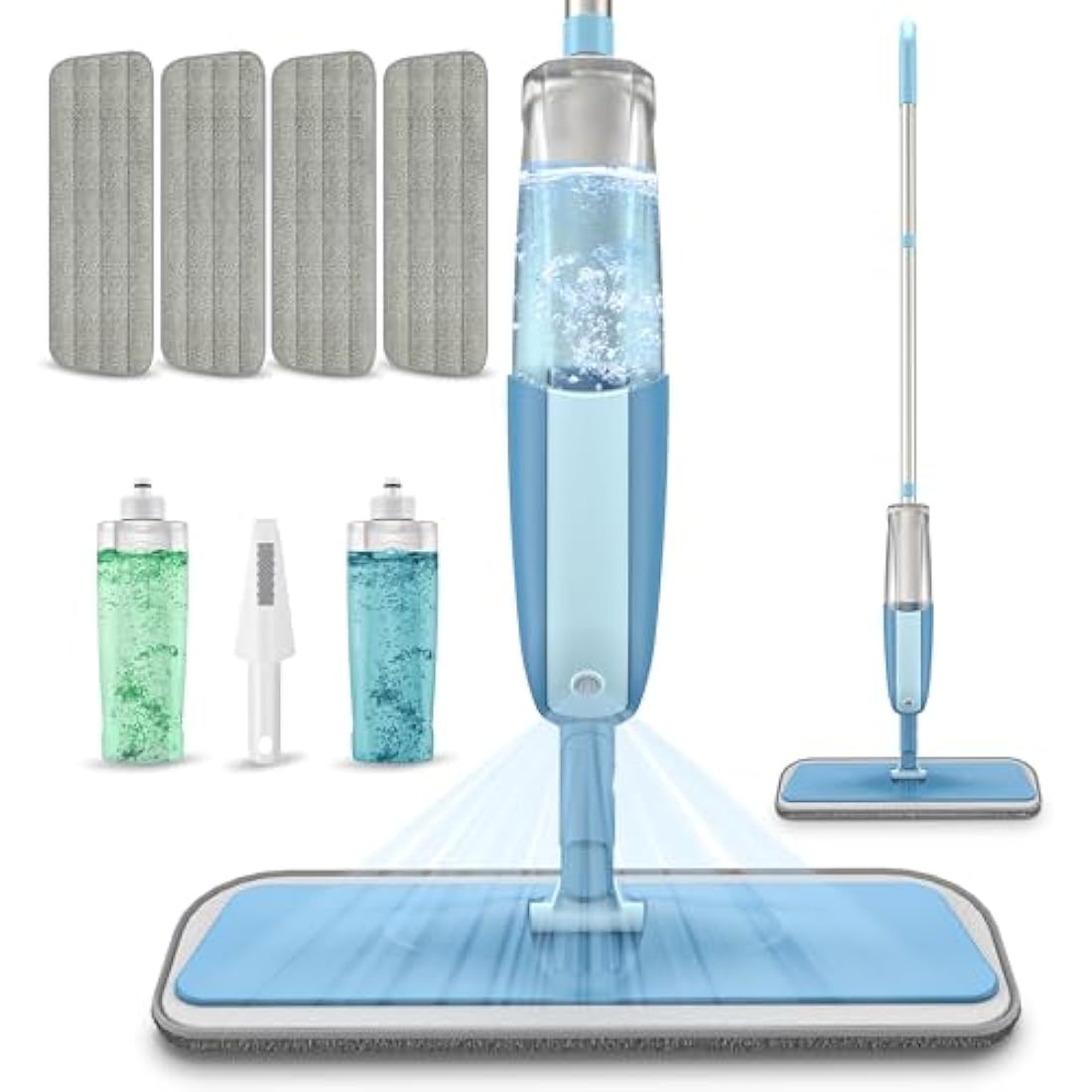 Microfibre Spray Mops for Floor Cleaning- MEXERRIS Floor Cleaning Mop With Spray 4 Microfiber washable Pads and 2 Reffilable Bottles Wet Dust Mop for Laminate Wood Vinyl Ceramic Hardwood