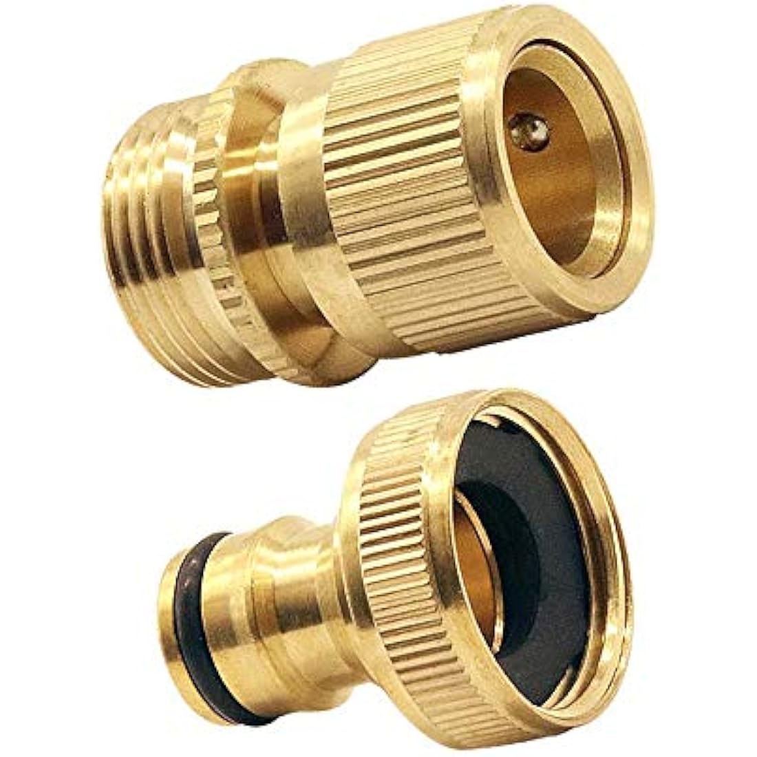 Tesmotor Garden Hose End Brass No-Leak Connector Fitting, Water Hose 3/4 inch Female and Male Quick Connector Adapter（1 pair）