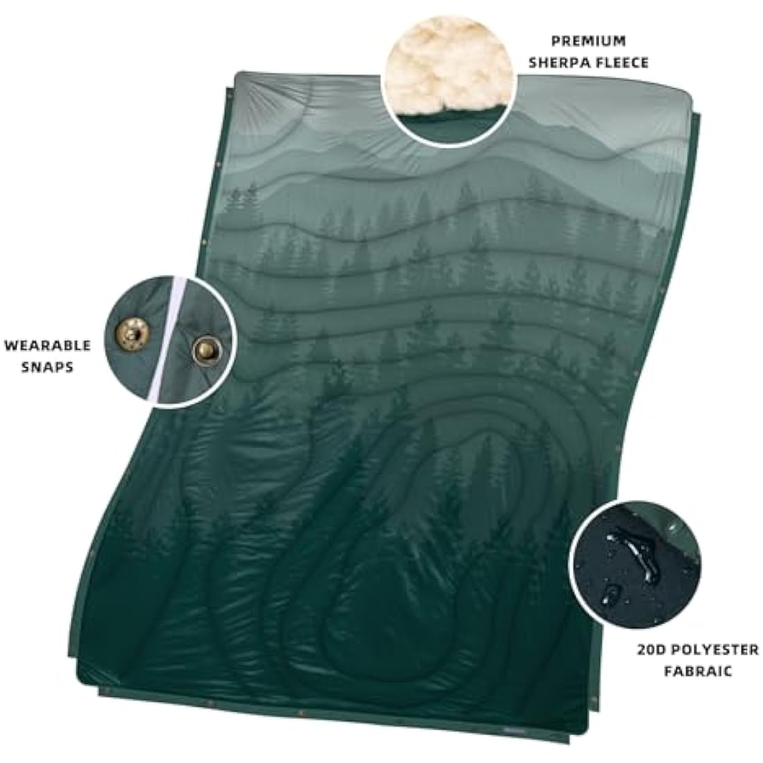 KawaGebo Kamp Outdoor Camping Blanket, Travel Blanket, Ultralight Packable, Camping Thermal Blanket, Water-Repellent for Hiking, Travel, Hammock, Van, Aeroplane Blanket, Thermal Sherpa & Ripstop, 200
