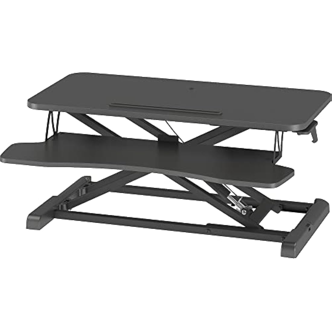 BONTEC Standing Desk Converter, 32in/80cm Height-Adjustable Dual Tier Workstation, Ergonomic Sit-Stand Desk Converter for PC Laptop Keyboard, Monitor Stand Compatible, Up to 15kg, Home Office (Black)
