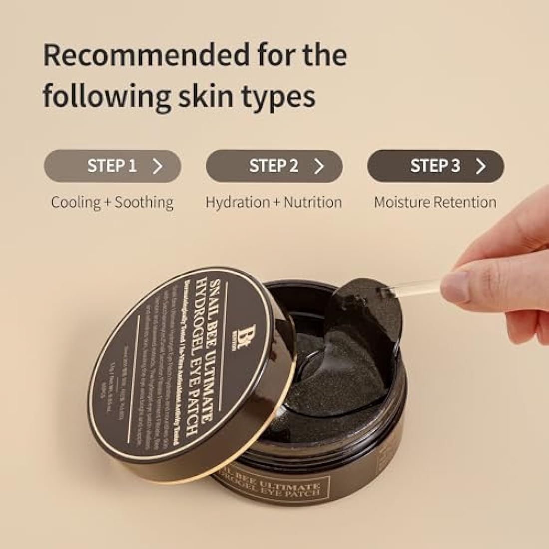 BENTON Snail Bee Ultimate Hydrogel Eye Patch 60pcs - Snail Secretion Filtrate & Seaweeds Extract Contained Nourishing & Hydrating Eye and Wrinkle Areas Patches, Soothing and Cooling