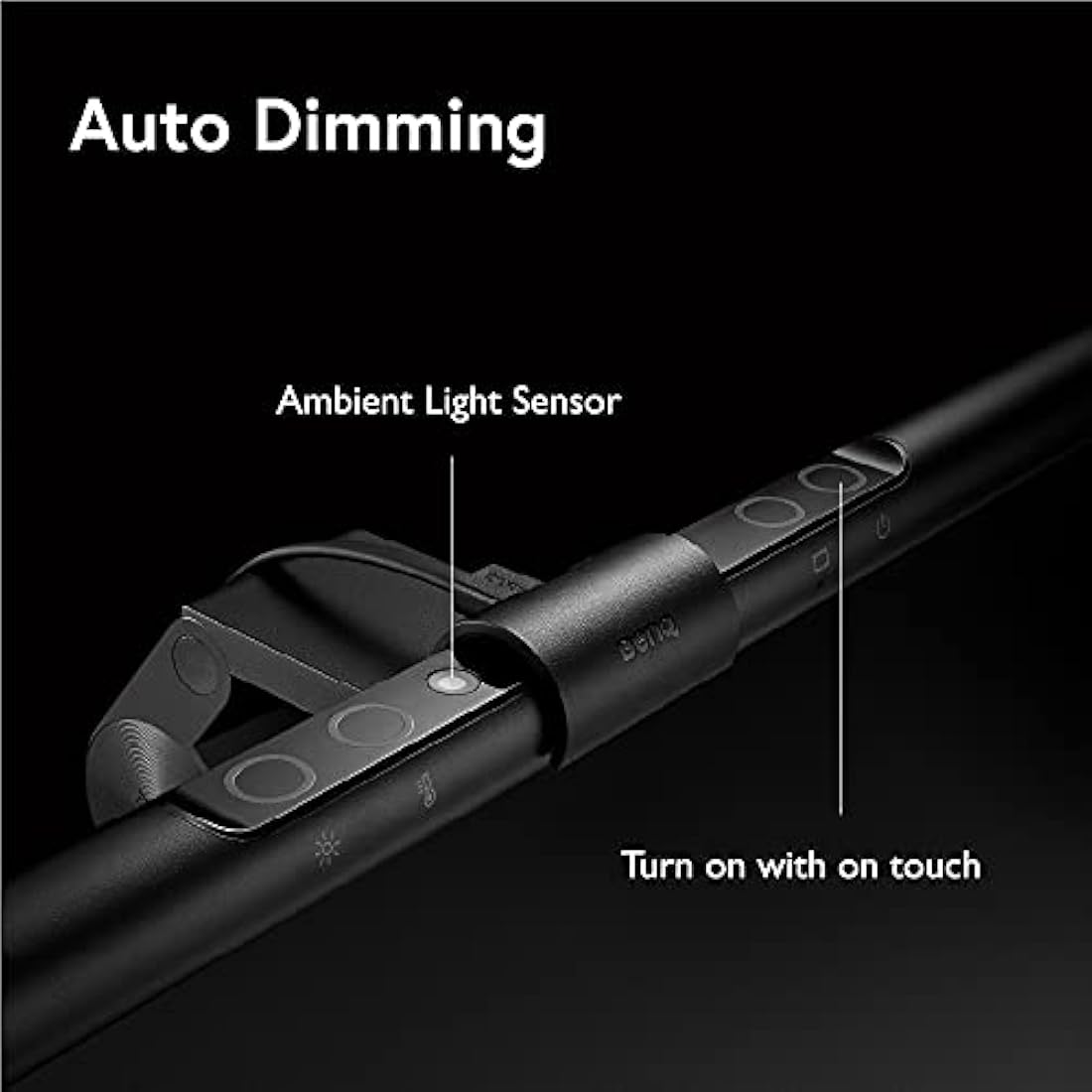 BenQ ScreenBar Monitor Light LED Light Bar with Auto Dimming, Stepless Hue Adjustment & Touch Control, Space Saving Home Office Lamp, Eye Caring, No Screen Glare, Matte Black Daylight LED Lamp