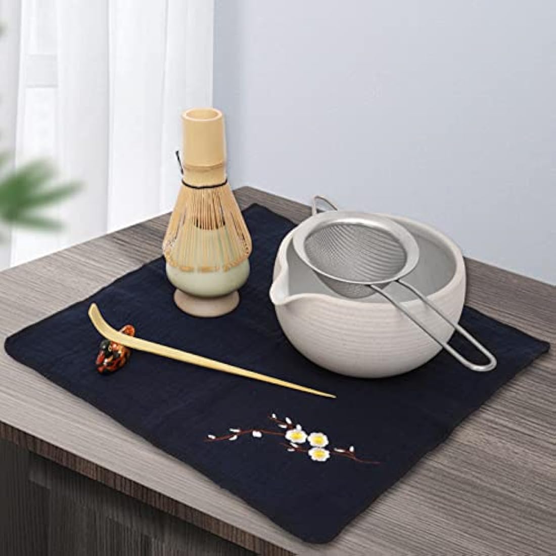 Artcome Japanese Matcha Tea Set, Matcha Bowl with Pouring Spout, Matcha Whisk, Tea Scoop, Ceramic Whisk Holder, Matcha Powder Caddy, Handmade Matcha Ceremony Kit for Japanese Tea Ceremony (9Pcs)