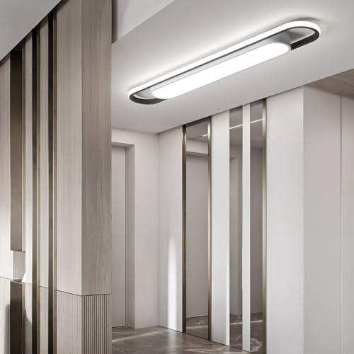 Naroume Modern Hallway Ceiling Lights, 6000K Acrylic Linear Ceiling Lamp, 4ft Metal LED Ceiling Light Fixture, Kitchen Dining Living Room Cloakroom Lighting (62W/122CM)