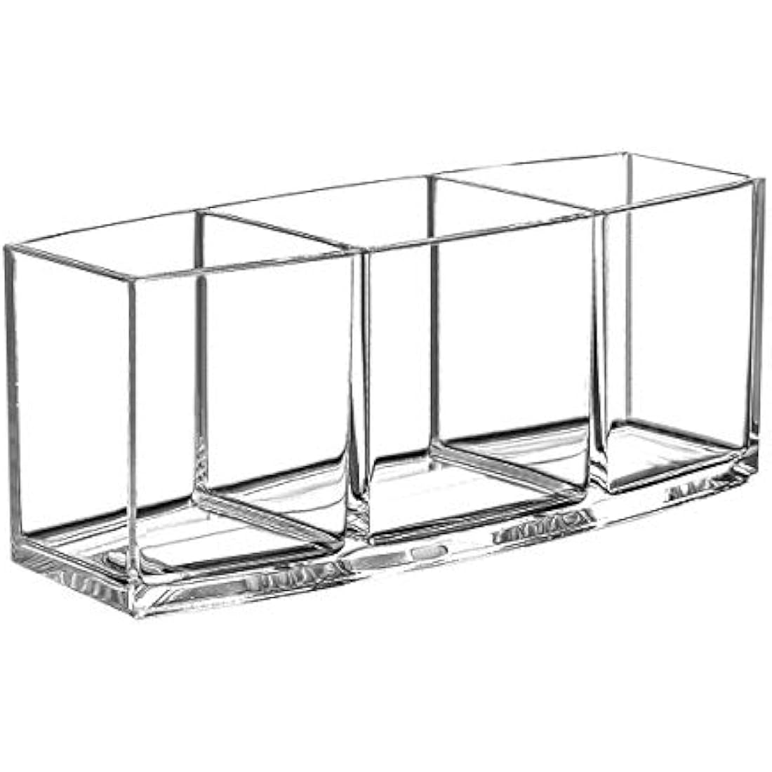 Top-spring Makeup Brush Holder Organizer, 3 Slot Acrylic Makeup Brush Organiser, Eyeliners Display Holder for Comestic Organizing (Clear)