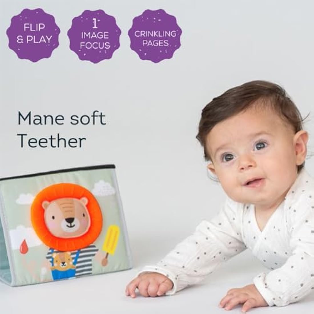 Taf Toys Savannah Tummy-time Newborn Baby Book. Double-sided Sensory Pages Includes Baby Safe Mirror, High Contrast Pictures, Crinkle Textures & Baby Teether. Gift Suitable for Boy & Girls from Birth