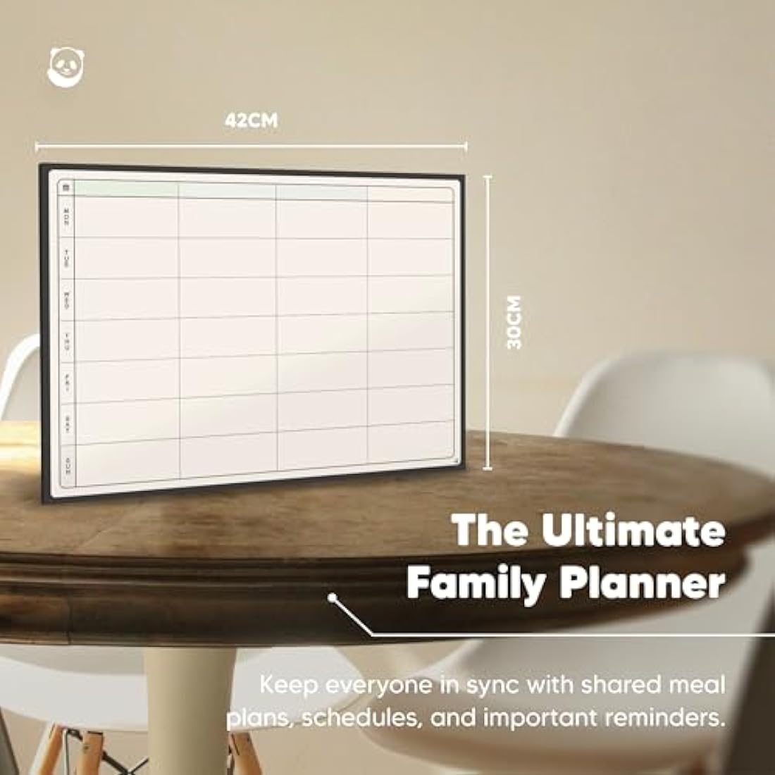 Smart Panda Weekly Planner Whiteboard - Magnetic Meal and Family Planner for Fridge - Chore Chart and Calendar - A3 Size