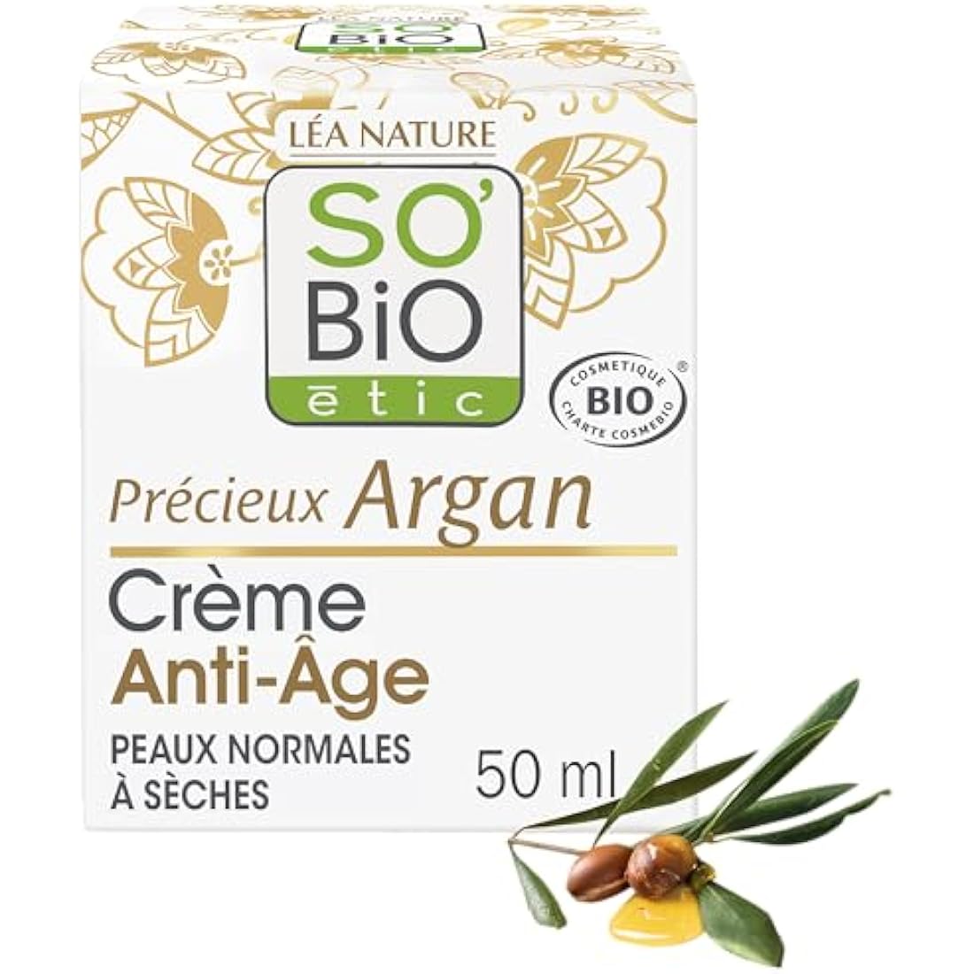 SO'BiO étic Précieux Argan Cosmebio Anti-Aging Day Cream, 50 ml