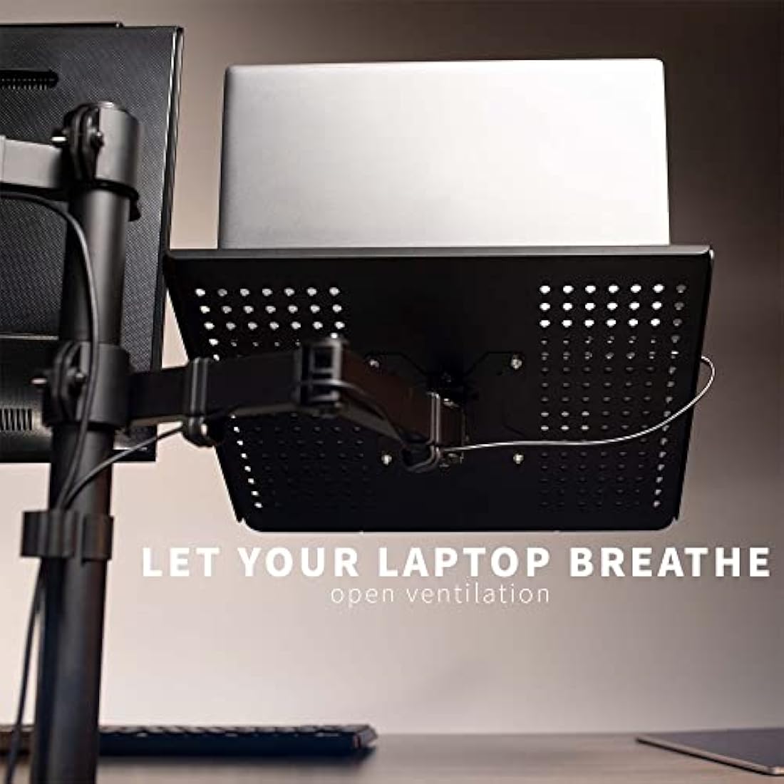 VIVO Black Fully Adjustable 13 to 32 inch Single Computer Monitor and Laptop Desk Mount Combo, Stand with Grommet Option, Fits up to 17 inch Laptops (STAND-V002C)