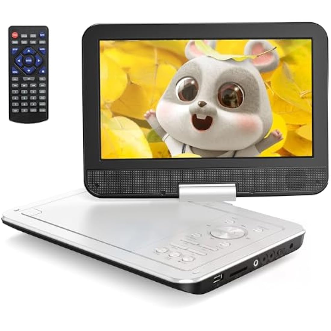 YOTON Portable DVD Player, 12.5 Inch with Rotatable 10.5 Inch LCD, 4~6 Hours Continuous Playback, Memory Recovery Function, Sync TV, for Car and Kids（White）