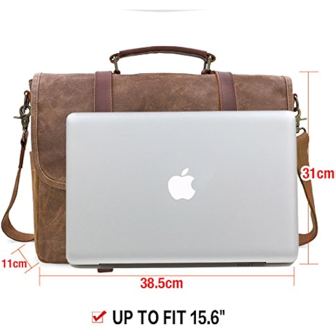 NEWHEY Mens Laptop Shoulder Canvas Messenger Bag Waterproof Computer Briefcase Notebook Vintage Satchel Designer School Work Bags 15.6 Leather