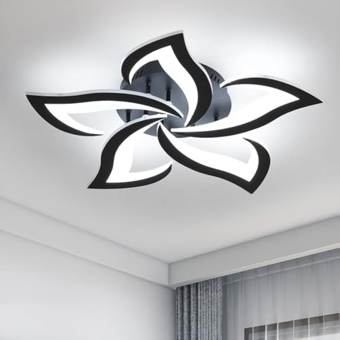 Riserva Mordern LED Ceiling Light, 60W 6500LM LED Ceiling Lights Cool White 6500K, Creative Petals Design, Acrylic Chandelier for Living Room Bedroom Dining Room