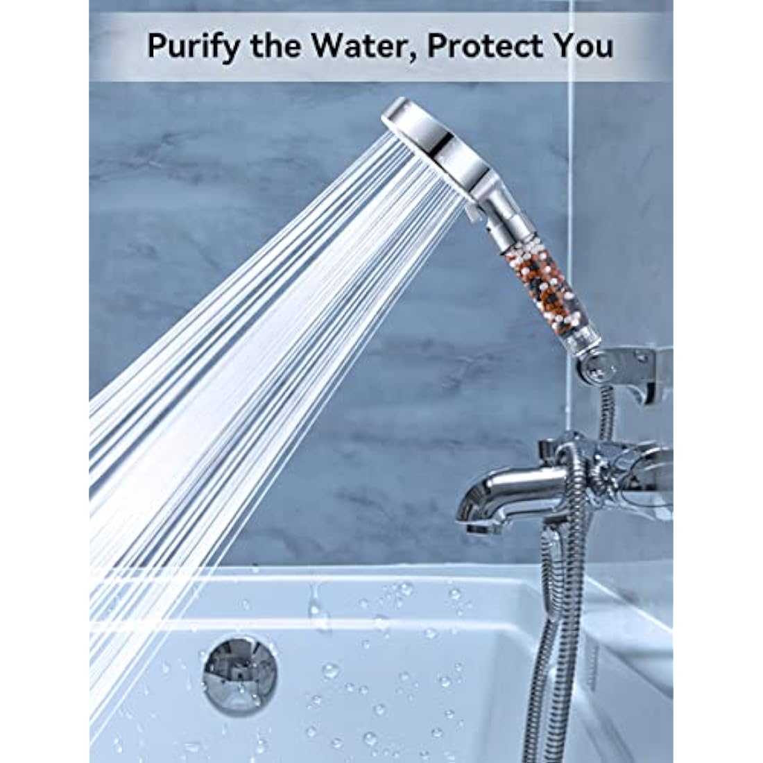 Magichome Shower Head and Hose 2M, High Pressure Filter Shower Head 5 Modes, Universal Hard Water Softener Showerhead with Extra Replaceable Accessories