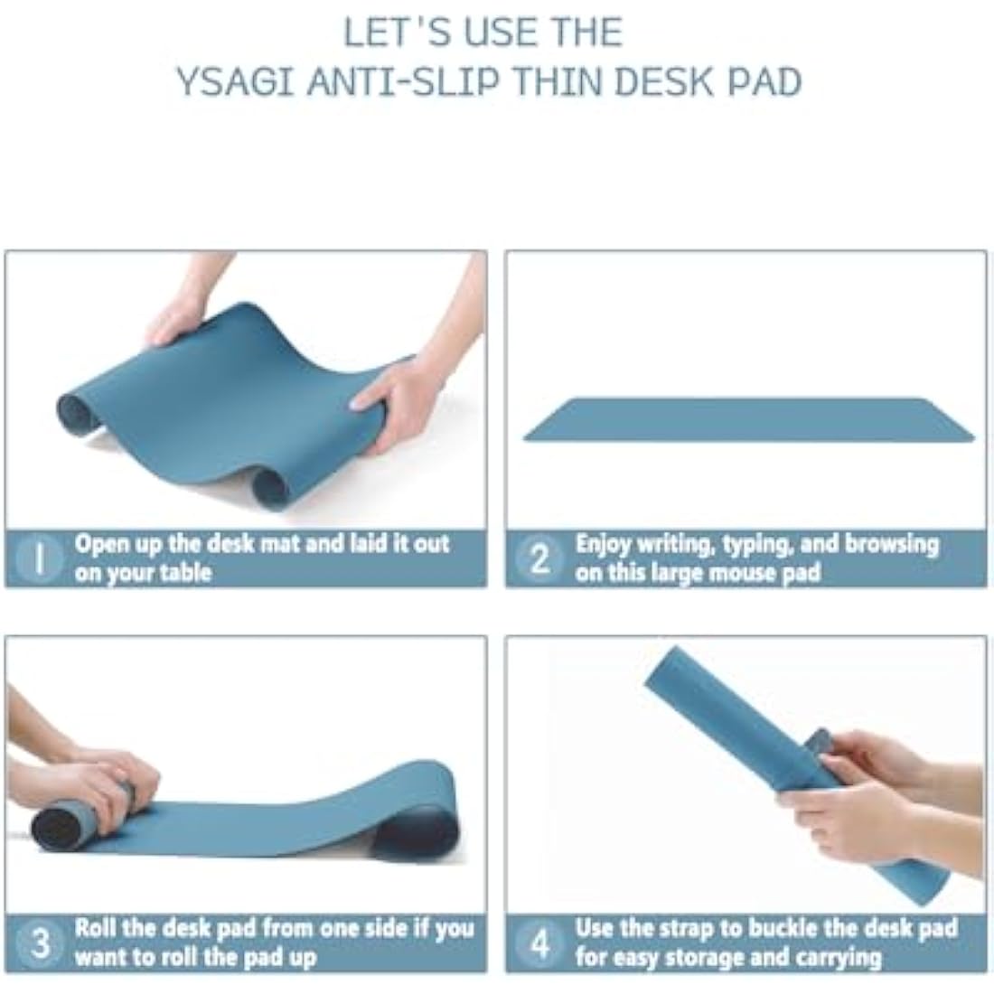 YSAGi Non-Slip Desk Pad, Waterproof PVC Leather Desk Table Protector, Ultra Thin Large Mouse Pad, Easy Clean Laptop Desk Writing Mat for Office Work/Home/Decor (80 x 40 cm, Azure)