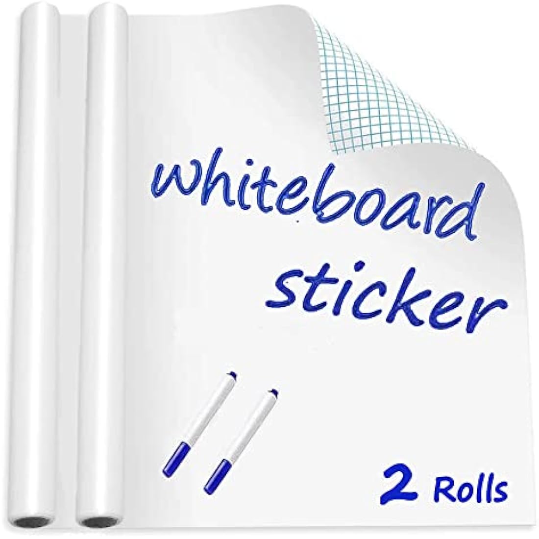 Whiteboard Paper Sticker Roll 44 x 200cm (17.3" X 78.7") DIY Self-Adhesive Dry Erase Paper Film Chalkboard Wallpaper for Home Office School Memo 2 Rolls