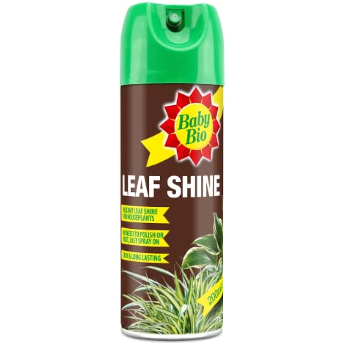 Baby Bio 84899143 Leaf Shine, 200ml - Ready To Use Houseplant Care - Aerosol Spray for a Natural Long Lasting and Healthy Shine - Removes Dust from Plant Leaves - Prevents Yellowing