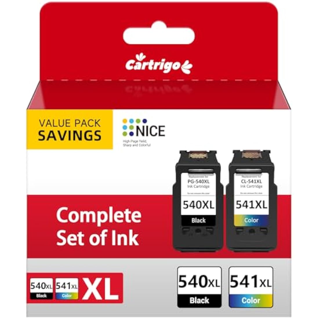 CARTRIGO 540XL 541XL High Capacity Ink Cartridges – Remanufactured Replacement for Canon 540 and 541 Ink Cartridges – Compatible with Pixma MG3600 MG3650 TS5150 MX475