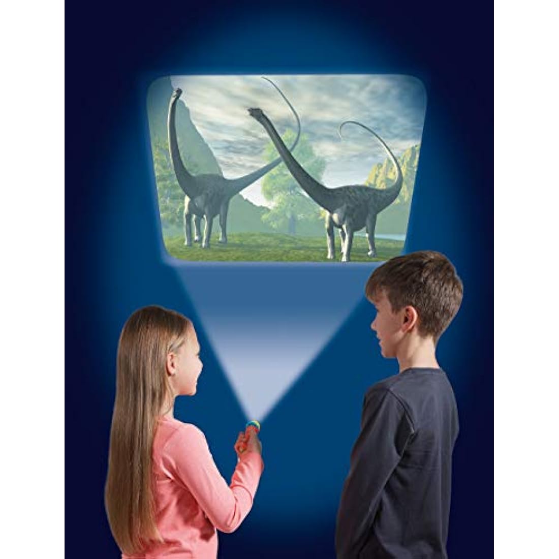 Natural History Museum Dinosaur Torch & Projector – 24 Dinosaur Image Slides, Precise Projections Up to One Metre Wide, Interactive Kids Dinosaur Flashlight Toy