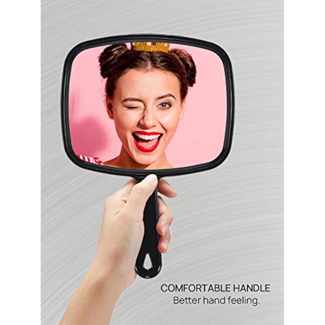 OMIRO Hand Mirror, All Black Handheld Mirror with Handle, Rectangle-Pack of 6, 16.8 x 23.6 cm