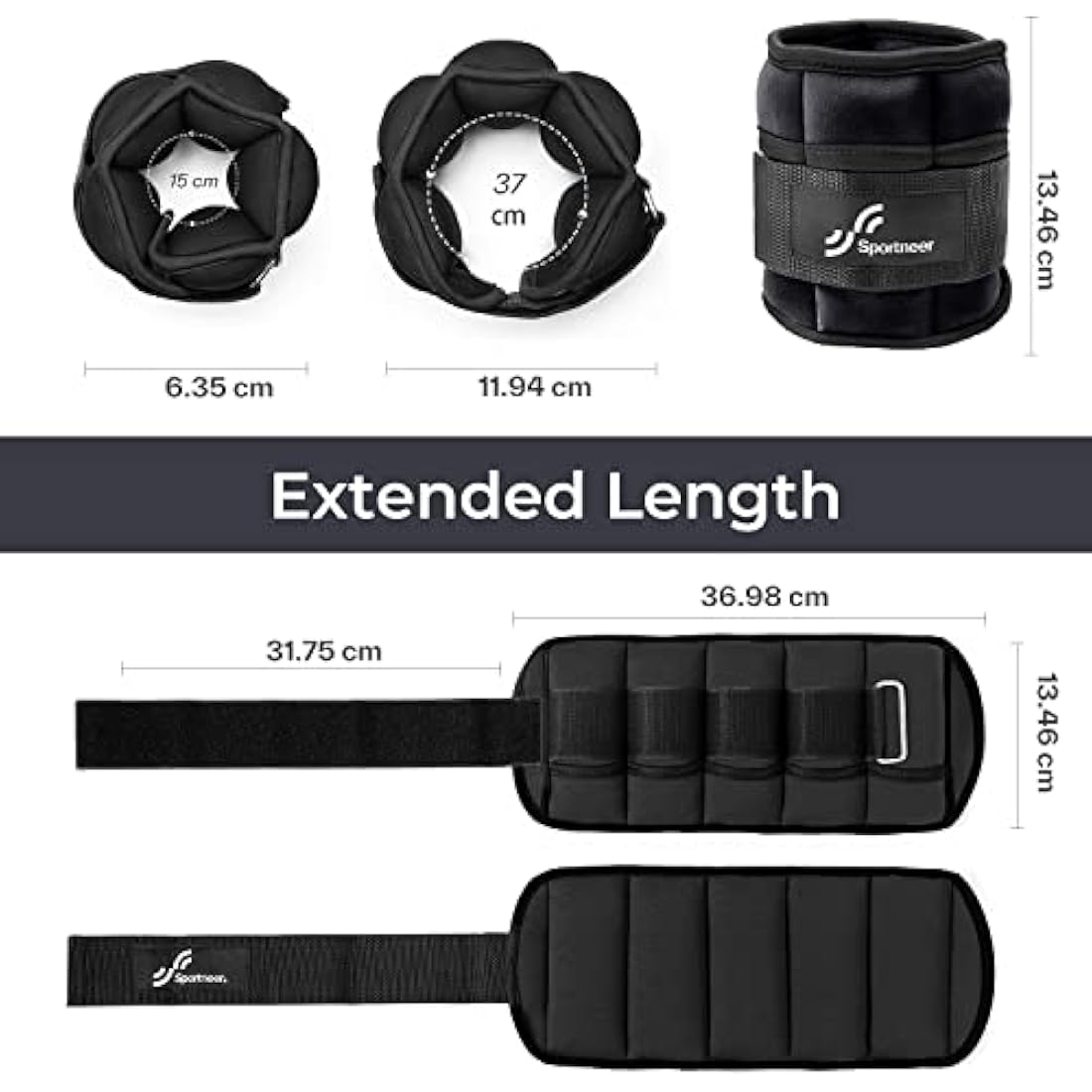 Sportneer Ankle Weights Adjustable Ankle Weights Set Wrist Strap 0.45kg - 2.25kg Each Ankle, 0.9kg - 4.5kg a Pair