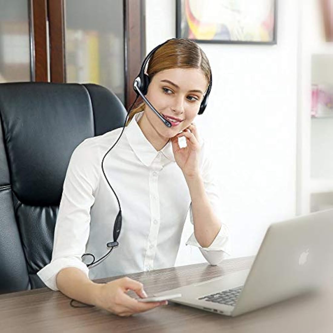 Wantek Cell Phone Headset Binaural with Noise Canceling Mic and Adjustable Fit Headband for iPhone Samsung Huawei HTC LG ZTE Blackberry Mobile Phone and Smartphones with 3.5mm Jack(F602J35)