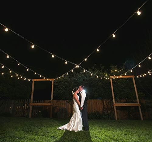 Meidaoduo Outdoor String Lights LED Mains, 30 Meters Festoon Garden String Lights 30 E27 Waterproof Sockets, 32pcs LED Shatterproof Patio Garden Party Wedding Backyard