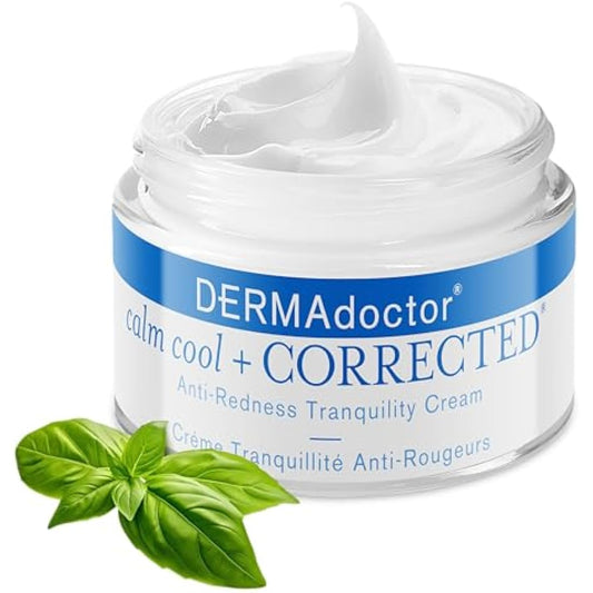 DERMAdoctor Redness & Itchy Skin Relief Calm Cool + Corrected Tranquility Cream for Sensitive Skin | moisturizing face cream Hydration with Squalane & Hyaluronic Acid White Tea Extract – 48 Grams