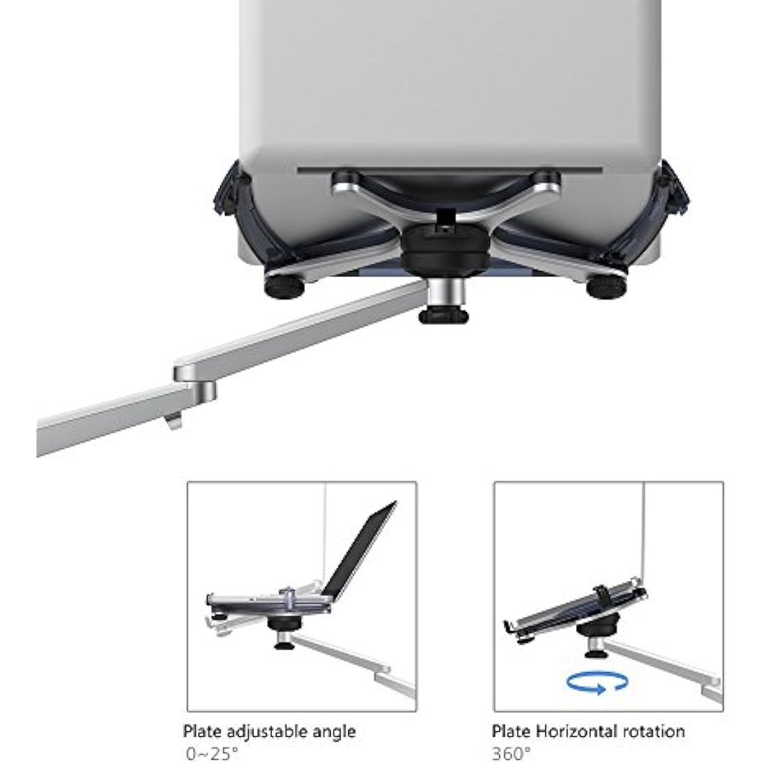 Thingy Club Adjustable Aluminium Universal Single Arm Laptop/Tablet Stand Desk Mount Bracket for 10"-15.6" Laptop with Adjustibility (Tilt ±15°|Swivel 180°|Rotate 360°)