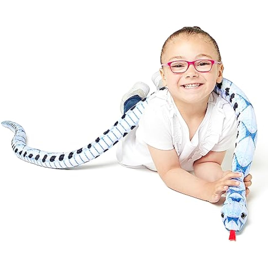 Zappi Co Kids Stuffed Realistic Lifelike Plush Snake Toy - Part of Safari Animals Collection, Perfect for Kids (180 cm Length)(Blue Beauty Snake)