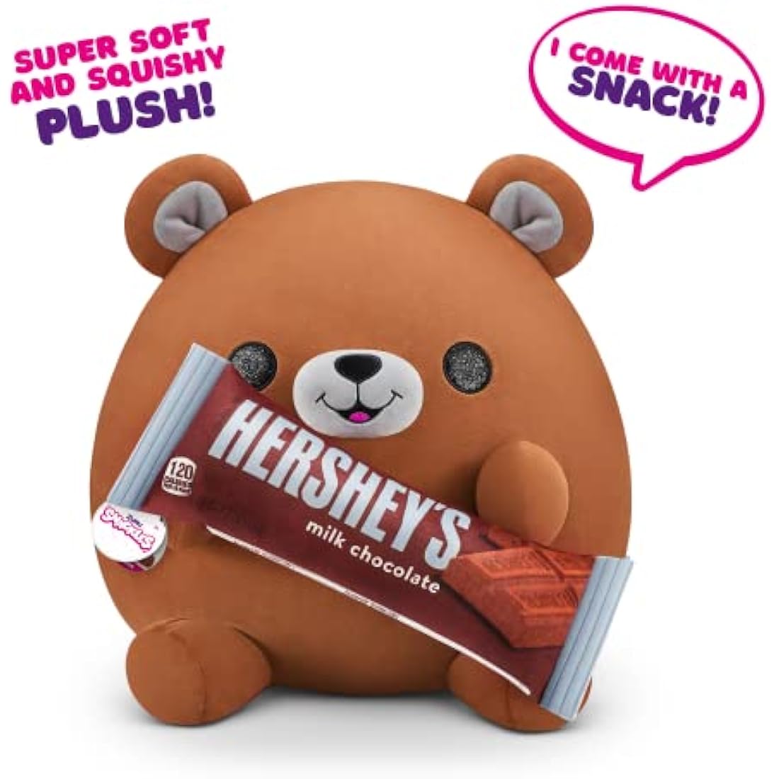 Snackles Series 1 Bear (Hersheys), Surprise Medium Plush, Ultra Soft Plush, 28 cm, Collectible Plush with Real Brands (Bear)