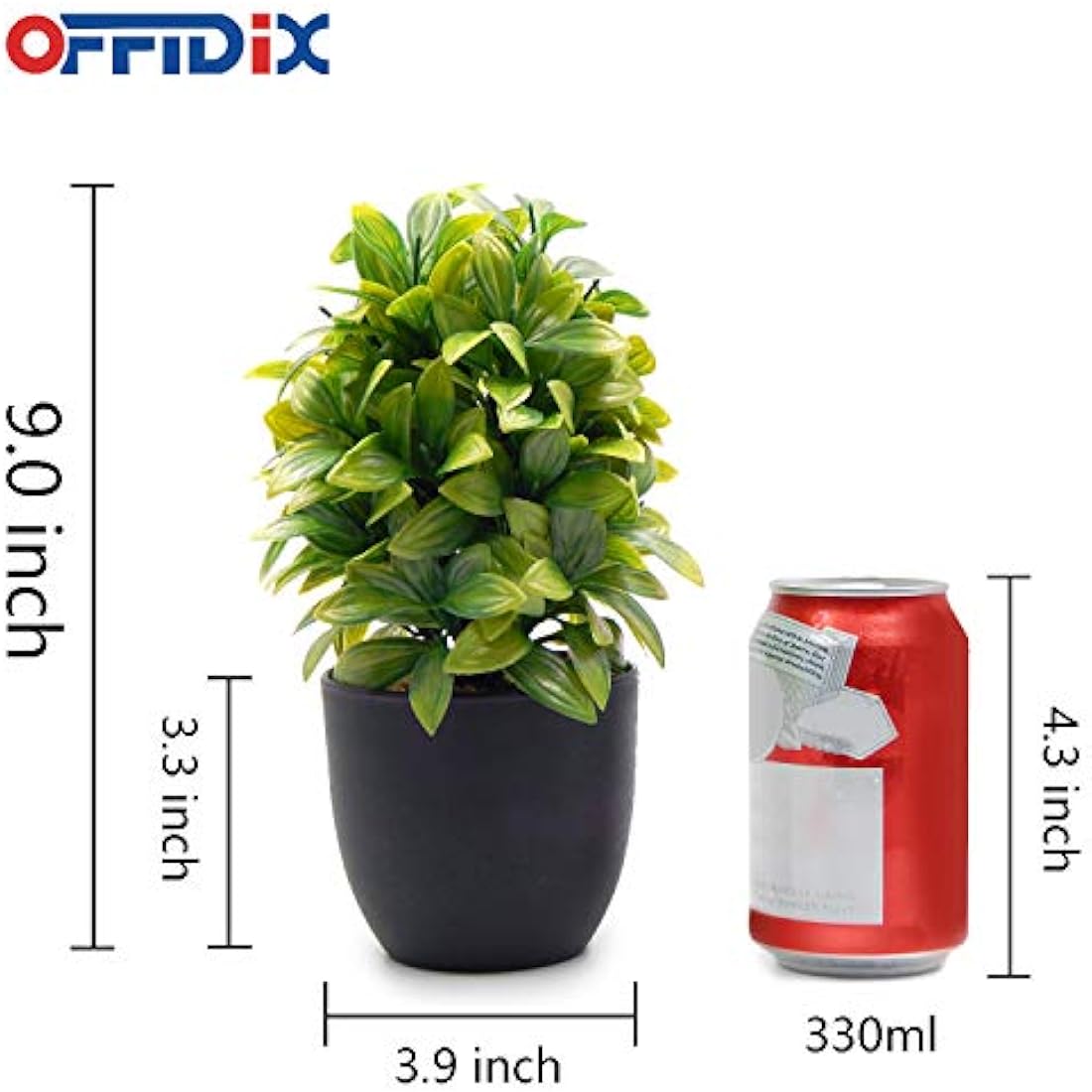 OFFIDIX Mini Plastic Eucalyptus Artificial Plants with Vase for Office desk, home and friends’ gift Fake Plant with Plastic Pots for Home Decoration (Green)