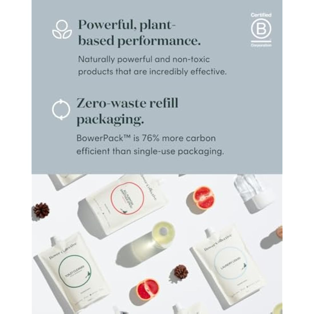 Bower Collective Natural Antibacterial Liquid Hand Soap Refill, Geranium & Grapefruit Handwash Refill, Eco-Friendly Soap, 1 Litre, 300+ Washes