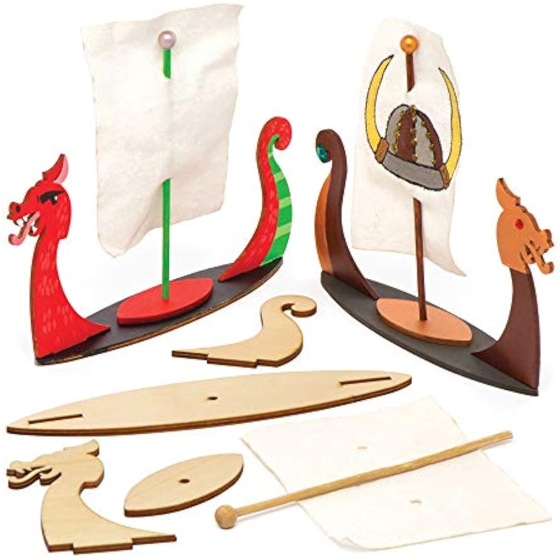 Baker Ross AW671 Viking Longboat Kits (Pack of 3), Wooden